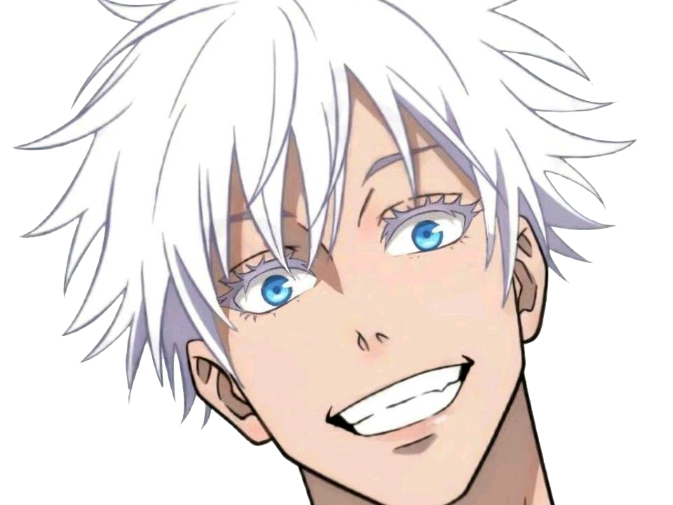 satoru gojo exorciste professeur classe-s jujutsu kaisen jjk anime manga homme le-plus-fort sans-bandeau cheveux-blancs yeux-bleus