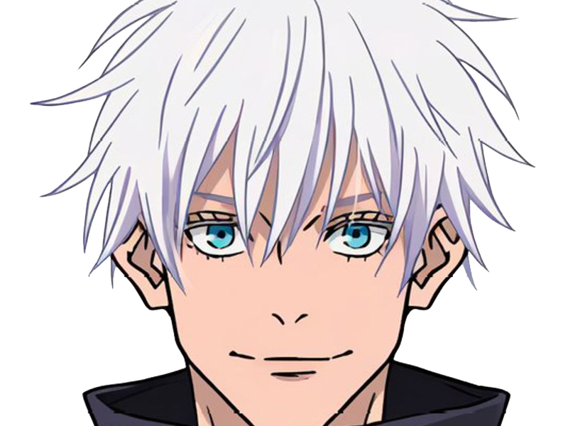 satoru gojo exorciste professeur classe-s jujutsu kaisen jjk anime manga homme le-plus-fort sans-bandeau cheveux-blancs yeux-bleus