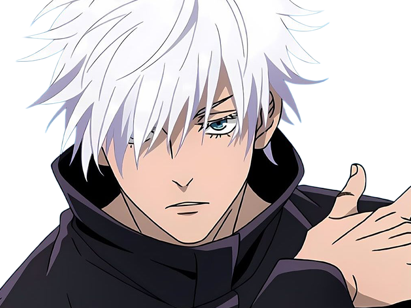 satoru gojo exorciste professeur classe-s jujutsu kaisen jjk anime manga homme le-plus-fort sans-bandeau cheveux-blancs yeux-bleus