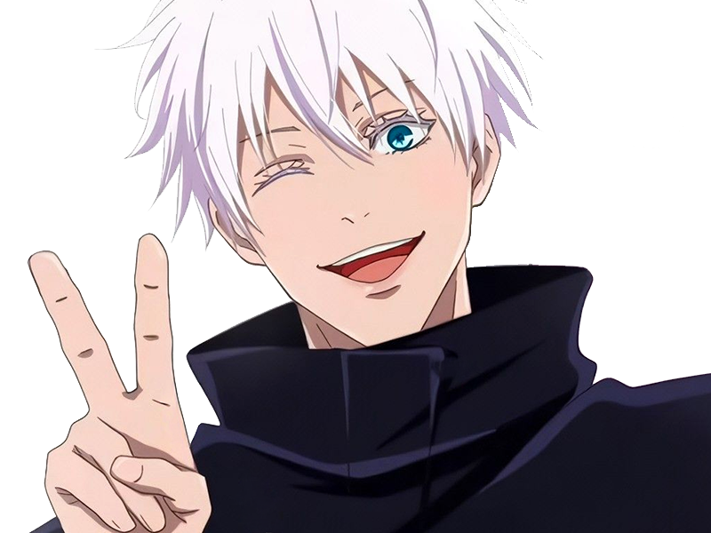 satoru gojo exorciste professeur classe-s jujutsu kaisen jjk anime manga homme le-plus-fort sans-bandeau cheveux-blancs yeux-bleus