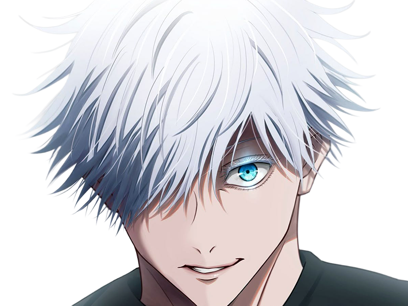satoru gojo exorciste professeur classe-s jujutsu kaisen jjk anime manga homme le-plus-fort sans-bandeau cheveux-blancs yeux-bleus