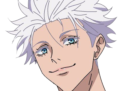 satoru gojo exorciste professeur classe-s jujutsu kaisen jjk anime manga homme le-plus-fort sans-bandeau cheveux-blancs yeux-bleus