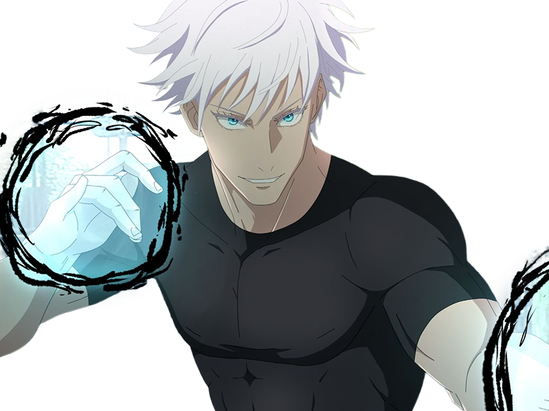 satoru gojo exorciste professeur classe-s jujutsu kaisen jjk anime manga homme le-plus-fort sans-bandeau cheveux-blancs yeux-bleus