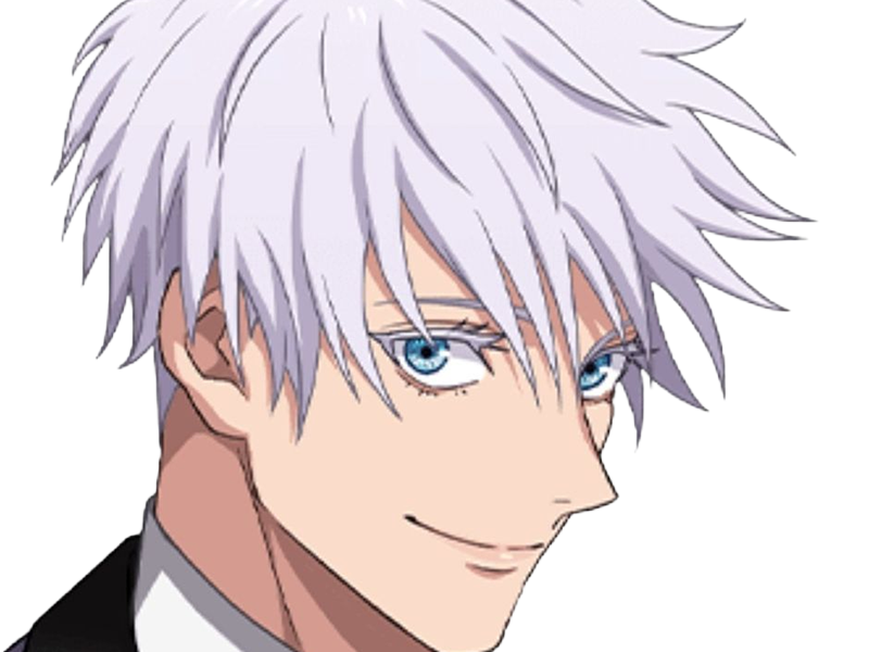 satoru gojo exorciste professeur classe-s jujutsu kaisen jjk anime manga homme le-plus-fort sans-bandeau cheveux-blancs yeux-bleus