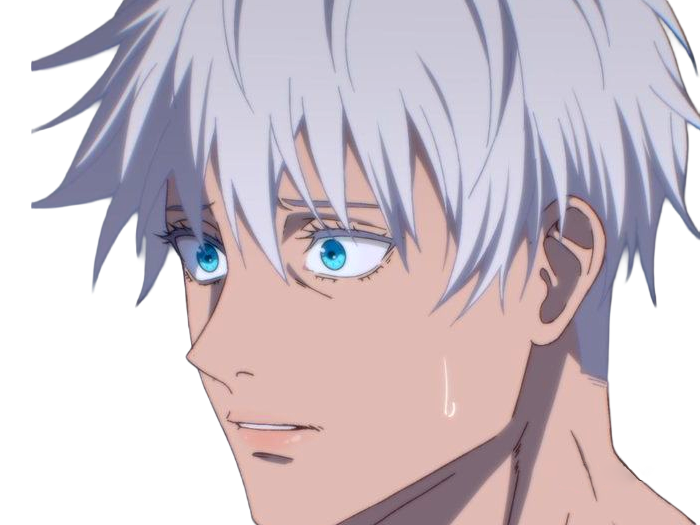 satoru gojo exorciste professeur classe-s jujutsu kaisen jjk anime manga homme le-plus-fort sans-bandeau cheveux-blancs yeux-bleus