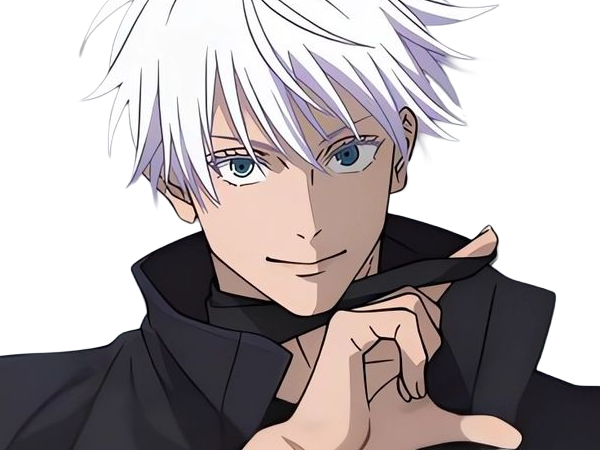 satoru gojo exorciste professeur classe-s jujutsu kaisen jjk anime manga homme le-plus-fort sans-bandeau cheveux-blancs yeux-bleus
