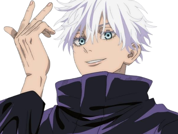 satoru gojo exorciste professeur classe-s jujutsu kaisen jjk anime manga homme le-plus-fort sans-bandeau cheveux-blancs yeux-bleus