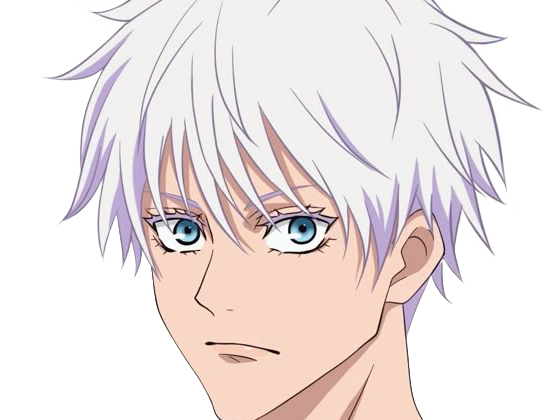 satoru gojo exorciste professeur classe-s jujutsu kaisen jjk anime manga homme le-plus-fort sans-bandeau cheveux-blancs yeux-bleus