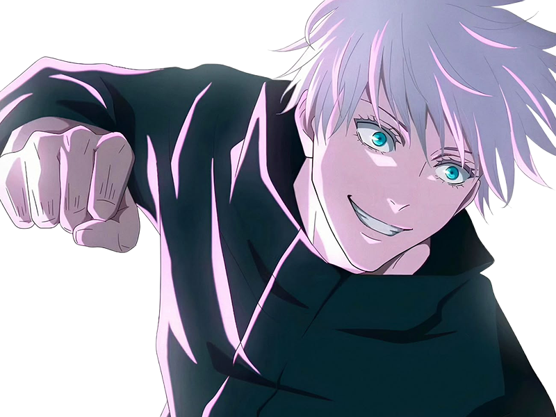 satoru gojo exorciste professeur classe-s jujutsu kaisen jjk anime manga homme le-plus-fort sans-bandeau cheveux-blancs yeux-bleus