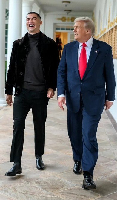 cristiano ronaldo donald trump rire