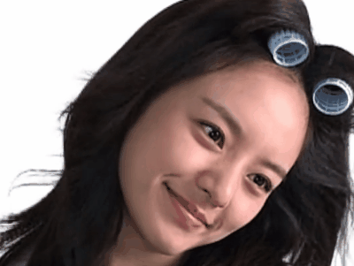 park gyu young actrice coreenne mignonne cute bigoudis rire chipie gif