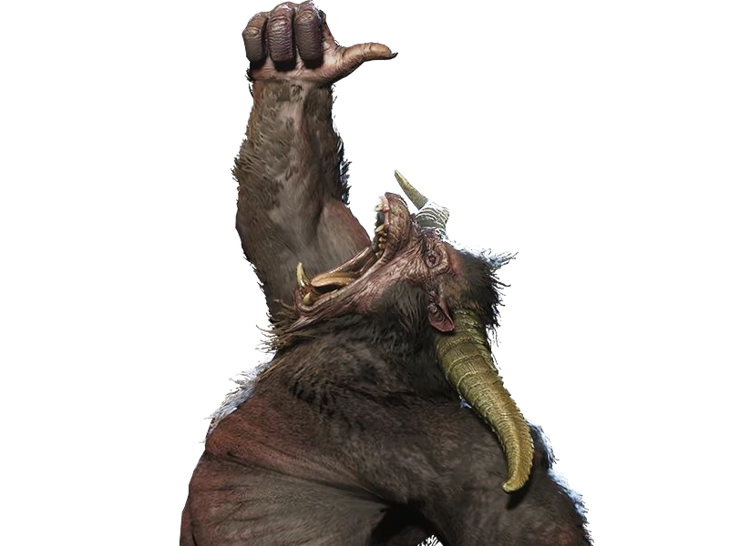 rajang rajan monster hunter mh bete-a-crocs singe super-saiyan pelage-noir yeux-rouges creature monstre puissant musculeux enrage