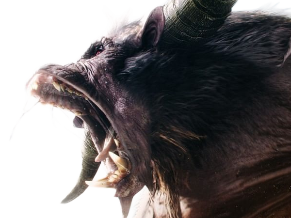 rajang rajan monster hunter mh bete-a-crocs singe super-saiyan pelage-noir yeux-rouges creature monstre puissant musculeux enrage