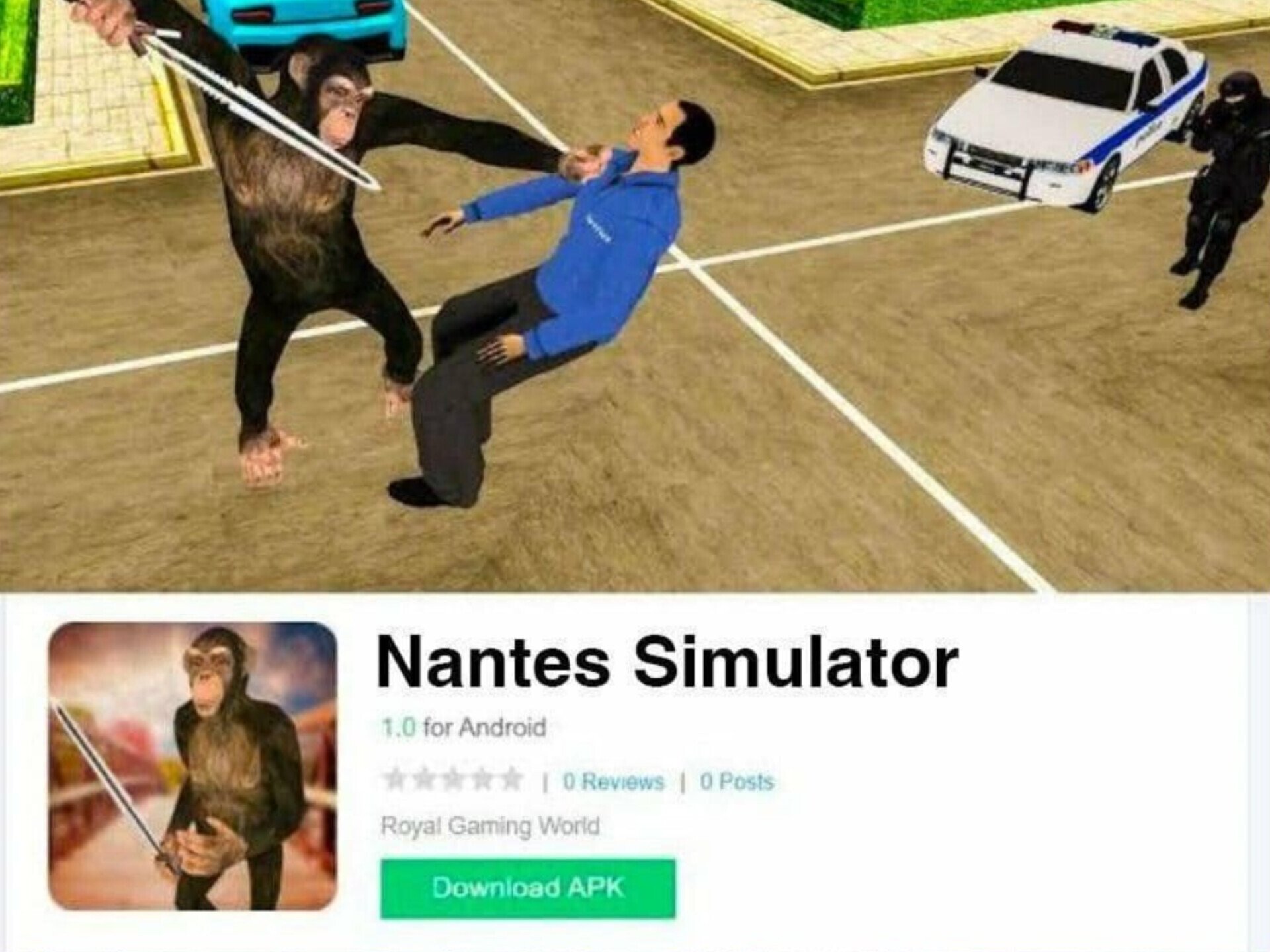 nantes simulator application jeu mobile shithole cacatrou singe
