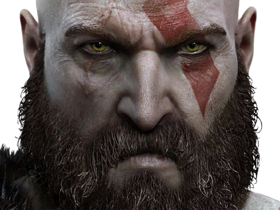 kratos god of war 2018 ragnarok deter regard gow santa monica ps4 ps5 jeu knifos