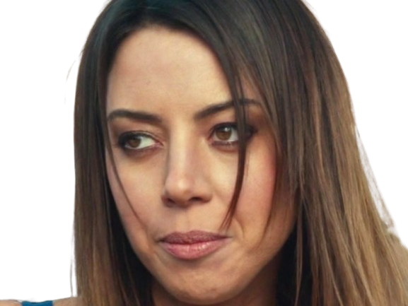 aubrey plaza actrice americaine femme brune trentaine trentenaire peau mat
