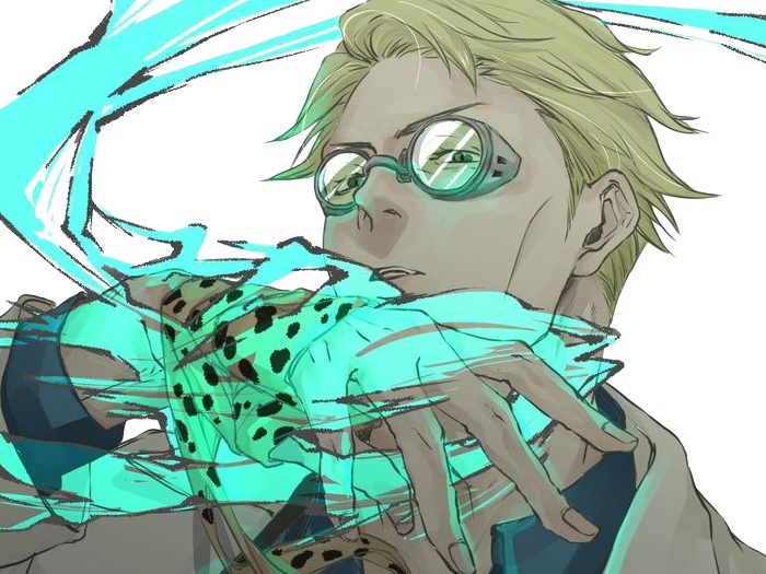 Sticker kento nanami jjk jujutsu kaisen anime manga kentounet exorciste classe 1 homme cheveux blonds lunettes yeux marrons par Dark-63