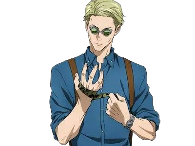 Sticker kento nanami jjk jujutsu kaisen anime manga kentounet exorciste classe 1 homme cheveux blonds lunettes yeux marrons par Dark-63
