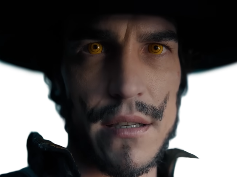 dracule mihawk oeil-de-faucon epeiste one piece live action netflix homme yeux-jaunes cheveux-noirs steven ward sud-africain