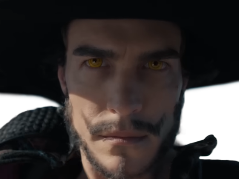 dracule mihawk oeil-de-faucon epeiste one piece live action netflix homme yeux-jaunes cheveux-noirs steven ward sud-africain