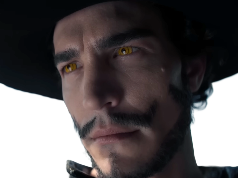 dracule mihawk oeil-de-faucon epeiste one piece live action netflix homme yeux-jaunes cheveux-noirs steven ward sud-africain