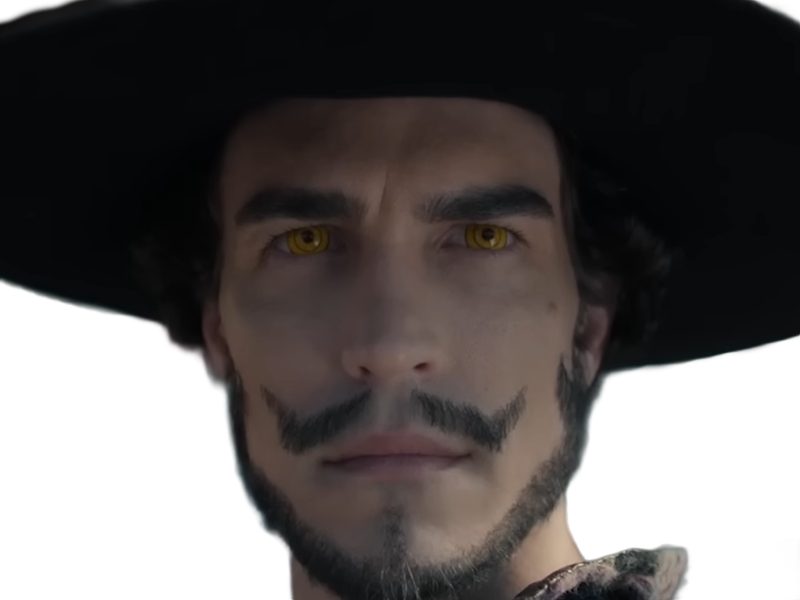 dracule mihawk oeil-de-faucon epeiste one piece live action netflix homme yeux-jaunes cheveux-noirs steven ward sud-africain