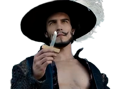 dracule mihawk oeil-de-faucon epeiste one piece live action netflix homme yeux-jaunes cheveux-noirs steven ward sud-africain