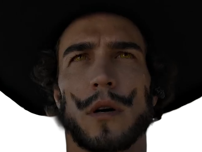 dracule mihawk oeil-de-faucon epeiste one piece live action netflix homme yeux-jaunes cheveux-noirs steven ward sud-africain