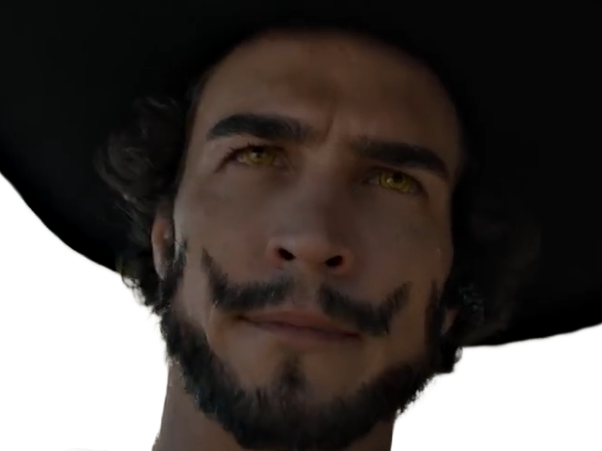 dracule mihawk oeil-de-faucon epeiste one piece live action netflix homme yeux-jaunes cheveux-noirs steven ward sud-africain