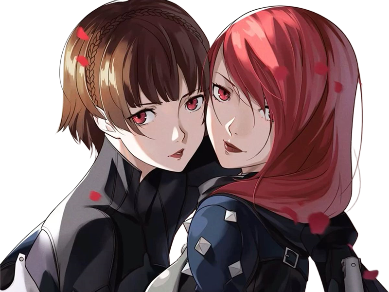 makoto niijima amelie mitsuru kirijo persona moupe waifu anime manga jeu femme duo deux
