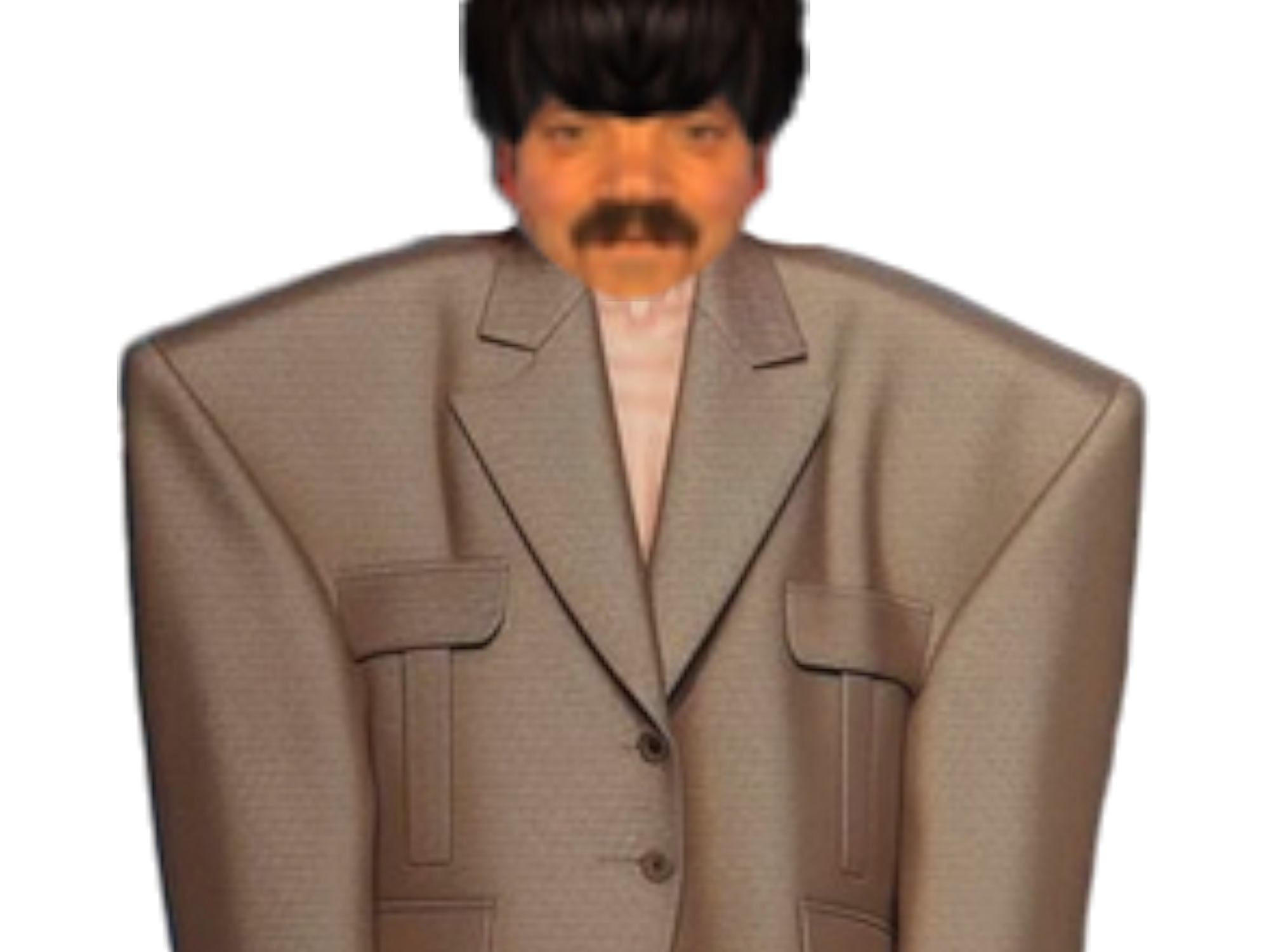 mode defile meprisant arrogant hautain riche costume coupe bol cheveux golem risitas selection naturelle