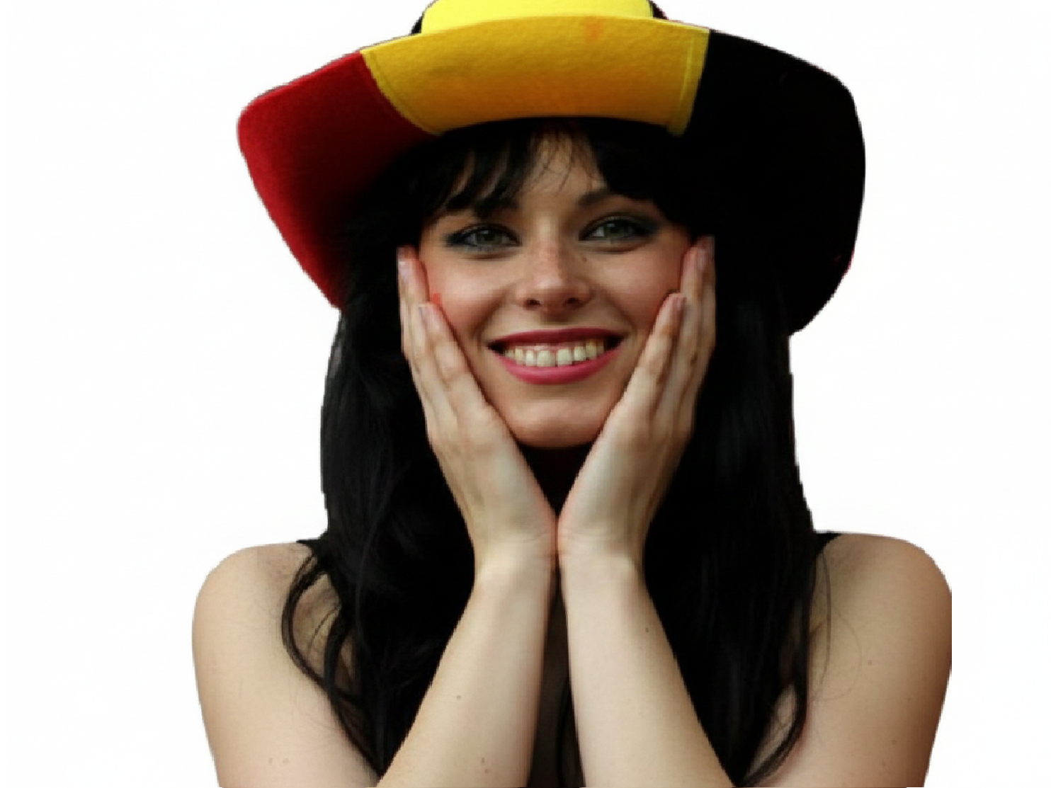 femme belge belgique supportrice foot sourire bras content