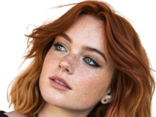 rousse fille femme regard reve cheveux roux mignonne jolie belle magnifique merveilleuse yeux verts knifos