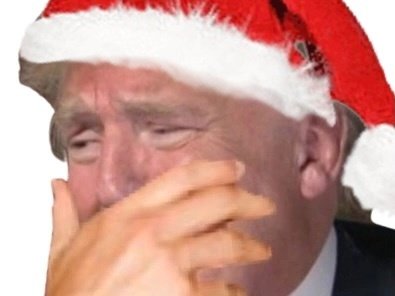 trump noel main rire bonnet sarcastique moqueur donald
