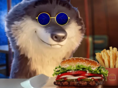 loup pub publicite noel intermarche bk burger king lunettes bleues redpill