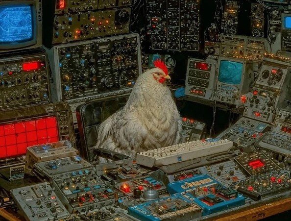 poule chicken future futur fiction vaisseau espace space cockpit univers science