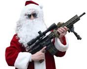 noel pere nahel flingue arme gun fusil fete lunette barbe rouge joyeux bonnet drummer