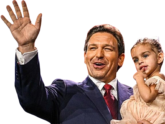 ron desantis de santis gouverneur floride candidat republicain bonjour salut hello main fille usa knifos