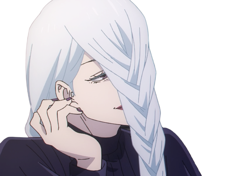 mei mei-mei exorciste classe-1 independante jujutsu-kaisen jjk anime manga waifu femme saison-2 cheveux-blancs yeux-violets venale