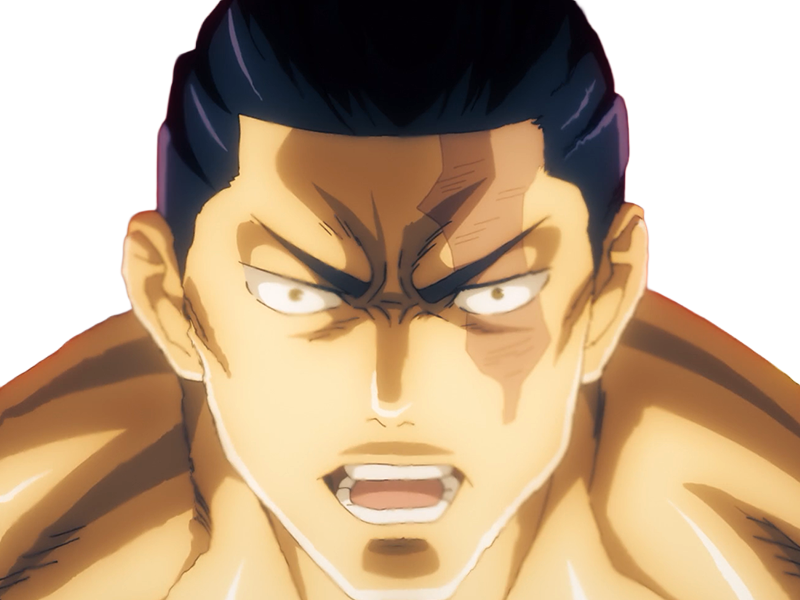 aoi todo jjk jujutsu-kaisen anime manga brother exorciste classe-s homme musculeux cheveux-noirs yeux-marons cicatrice tarax