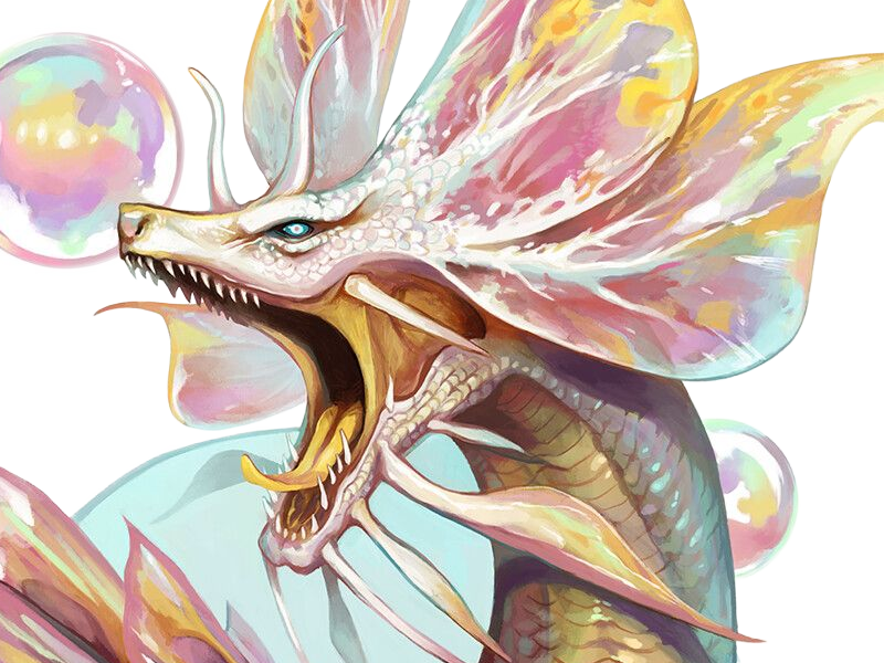 mizutsune tamamitsune monster hunter mh leviathan renard eau bulles creature elegante gracieuse yeux-bleus ecailles-roses 4eme-generation