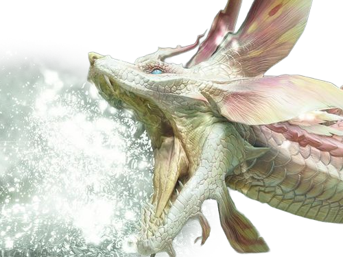 mizutsune tamamitsune monster hunter mh leviathan renard eau bulles creature elegante gracieuse yeux-bleus ecailles-roses 4eme-generation