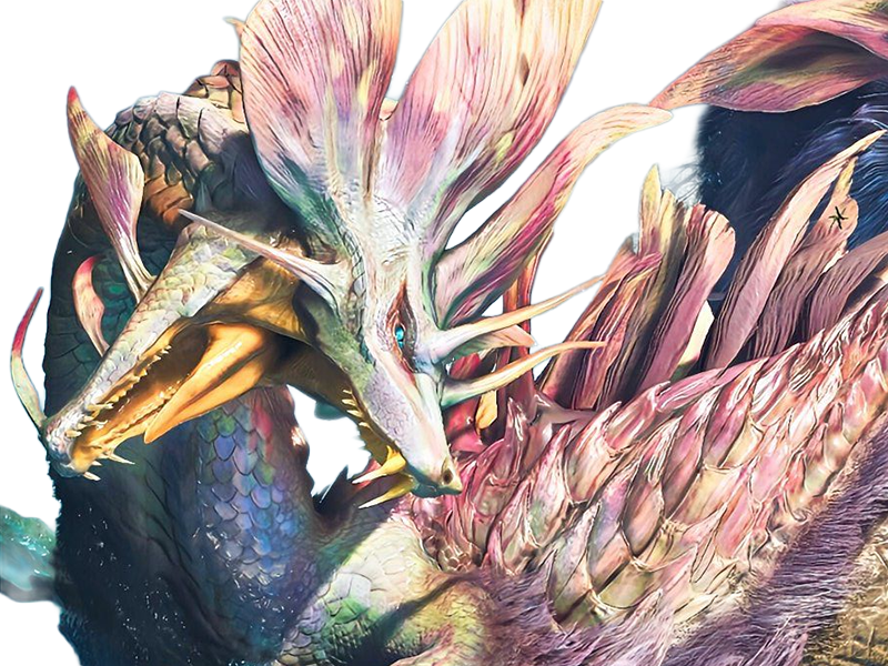 mizutsune tamamitsune monster hunter mh leviathan renard eau bulles creature elegante gracieuse yeux-bleus ecailles-roses 4eme-generation