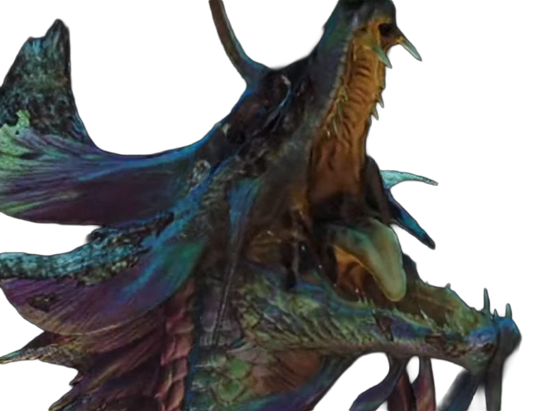 mizutsune tamamitsune monster hunter mh leviathan renard eau bulles creature elegante gracieuse yeux-bleus ecailles-roses 4eme-generation