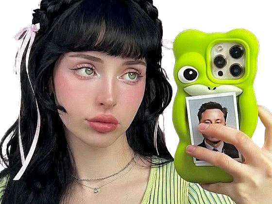 fille telephone photo selfie femme meuf jolie insta instagram elon musk grenouille tinder vert knifos