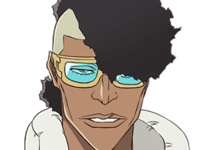 oetsu nimaiya bleach anime manga shinigami ame division-zero garde-royal forgeron-zanpakuto dieu-des-sabres homme black cheveux-noirs lunettes-de-soleil