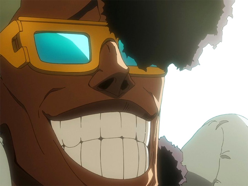 oetsu nimaiya bleach anime manga shinigami ame division-zero garde-royal forgeron-zanpakuto dieu-des-sabres homme black cheveux-noirs lunettes-de-soleil