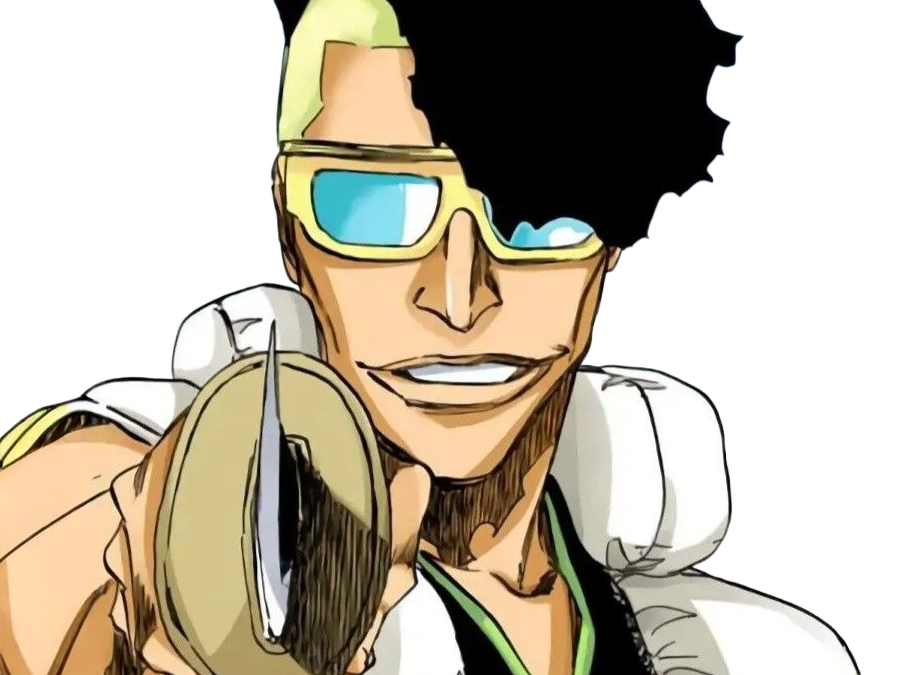 oetsu nimaiya bleach anime manga shinigami ame division-zero garde-royal forgeron-zanpakuto dieu-des-sabres homme black cheveux-noirs lunettes-de-soleil