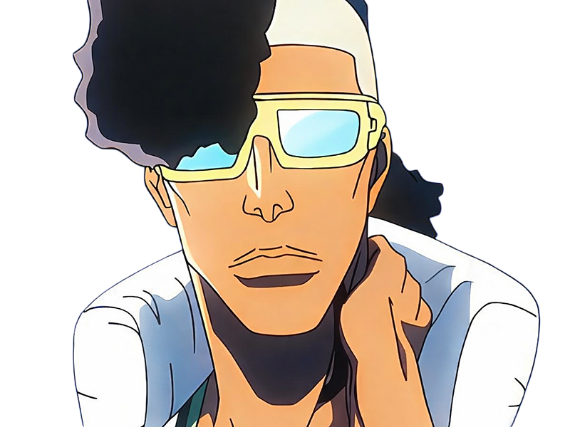 oetsu nimaiya bleach anime manga shinigami ame division-zero garde-royal forgeron-zanpakuto dieu-des-sabres homme black cheveux-noirs lunettes-de-soleil