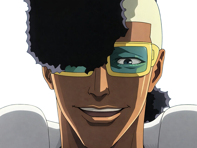 oetsu nimaiya bleach anime manga shinigami ame division-zero garde-royal forgeron-zanpakuto dieu-des-sabres homme black cheveux-noirs lunettes-de-soleil